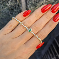 0.18 Ct.Tw.Total Carat Weight Emerald and Natural Diamond Pave Bracelet, 14K Yellow Gold Life Style