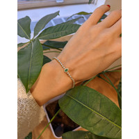 0.18 Ct.Tw.Total Carat Weight Emerald and Natural Diamond Pave Bracelet, 14K Yellow Gold Life Style
