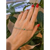 0.18 Ct.Tw.Total Carat Weight Emerald and Natural Diamond Pave Bracelet, 14K Yellow Gold Life Style