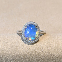 Opal 14K White Gold ring