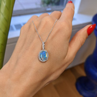 1.09 Ct. Opal Natural Diamond Halo Pendant, 14K White Gold Life Style