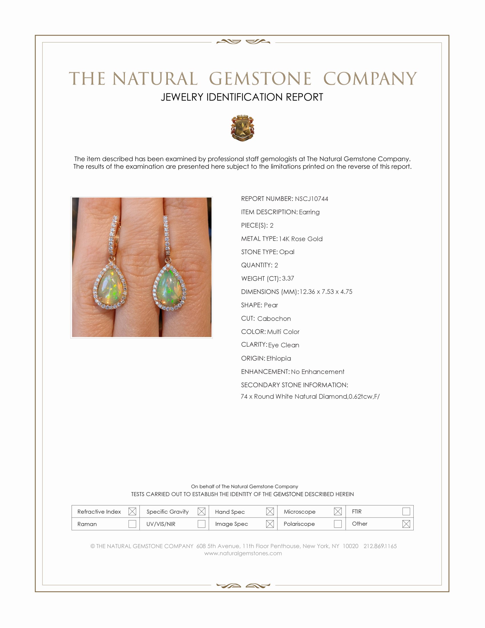 3.37 Ct.Tw. Multi Color Opal and Natural Diamond Halo Earrings, 14K Rose Gold