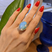 9.12 Ct. Opal Natural Diamond Antique Style Ring, 14K Yellow Gold Life Style