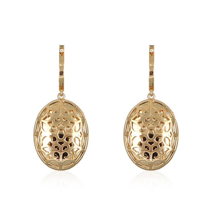 20.23 Ct.Tw. Opal Natural Diamond Halo Earrings, 14K Yellow Gold