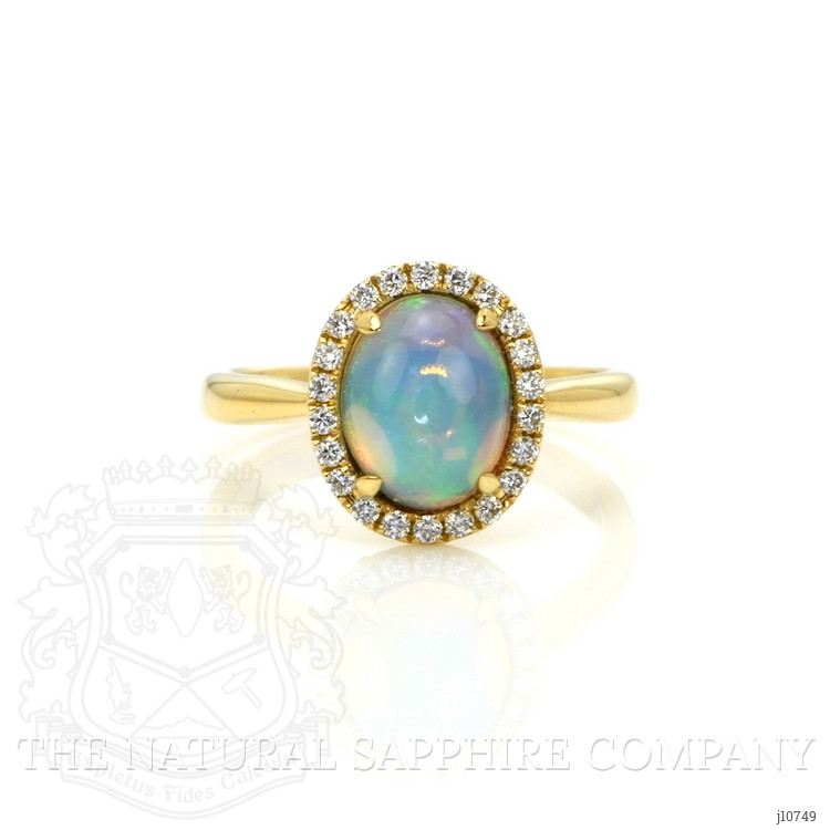 1.74 Ct. Opal Natural Diamond Antique Style Ring, 14K Yellow Gold