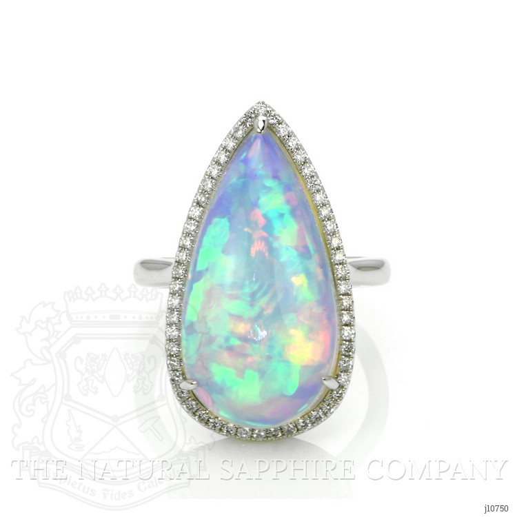 10.10 Ct. Opal Natural Diamond Pave Ring, 14K White Gold