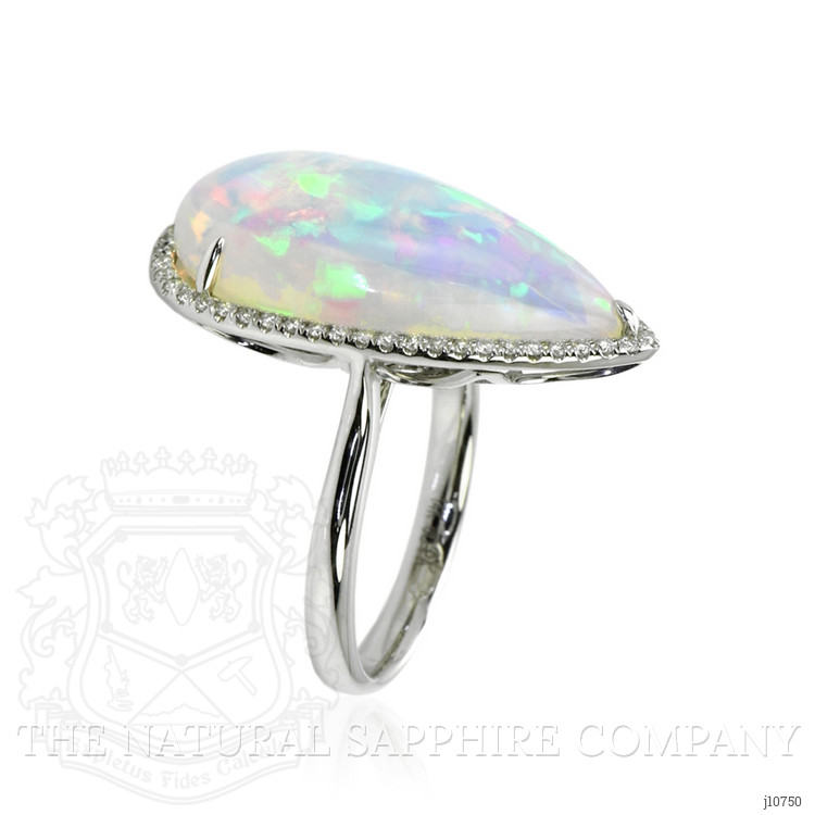 10.10 Ct. Opal Natural Diamond Pave Ring, 14K White Gold