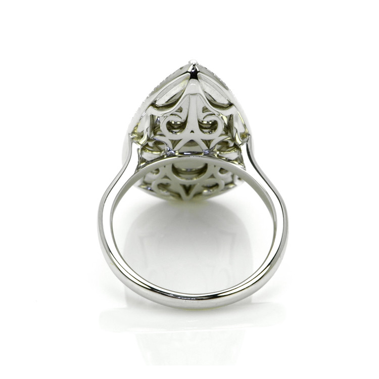 10.10 Ct. Opal Natural Diamond Pave Ring, 14K White Gold