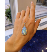 11.83 Ct. Opal Natural Diamond Halo Pendant, 14K White Gold Life Style