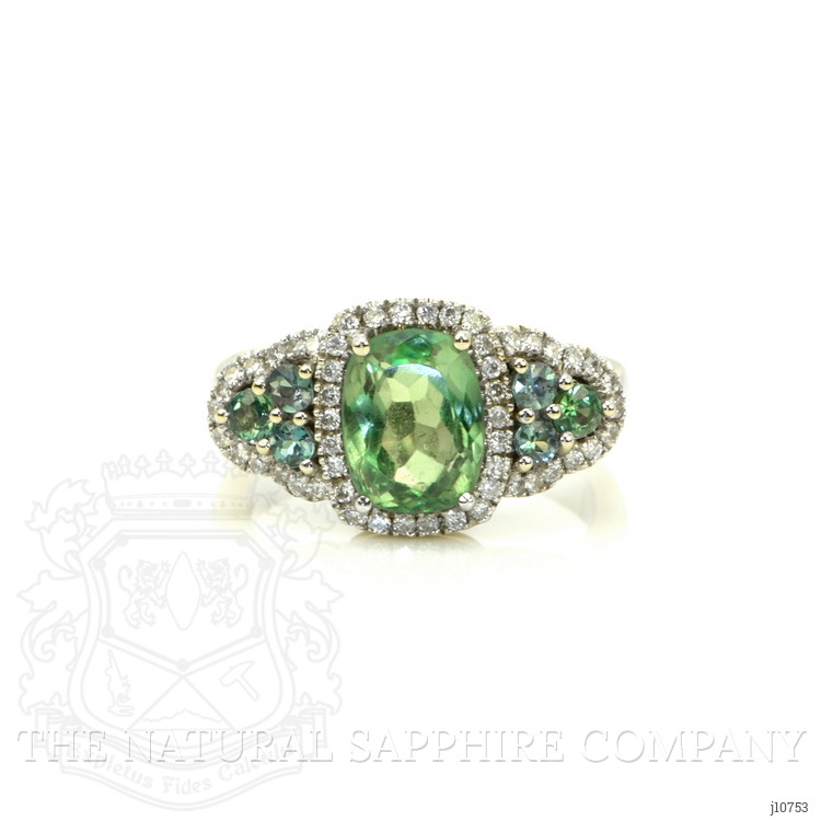 2.30 Ct. Alexandrite Natural Diamond Three Stone Ring, 18K White Gold