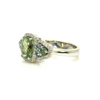 2.30 Ct. Alexandrite Natural Diamond Three Stone Ring, 18K White Gold Image