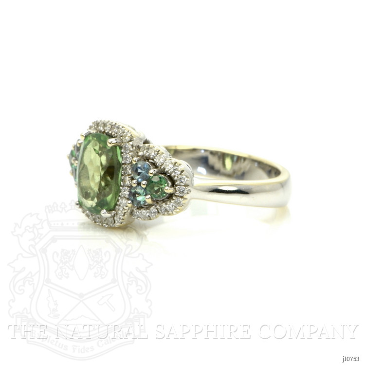 2.30 Ct. Alexandrite Natural Diamond Three Stone Ring, 18K White Gold