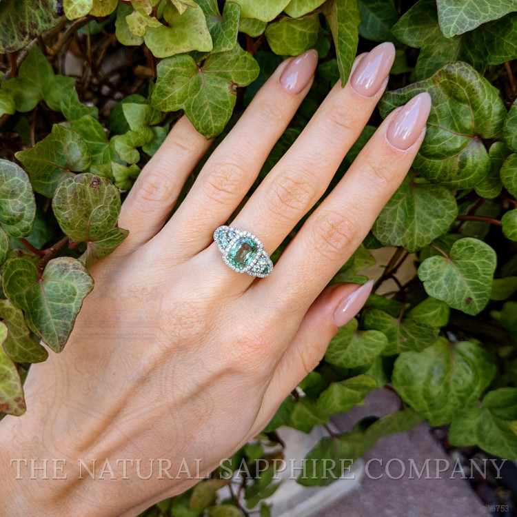 2.30 Ct. Alexandrite Natural Diamond Three Stone Ring, 18K White Gold