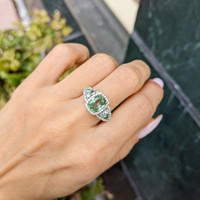 2.30 Ct. Alexandrite Natural Diamond Three Stone Ring, 18K White Gold Life Style