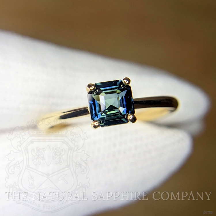 1.06 Ct. Greenish Blue Sapphire Solitaire Ring, 14K Yellow Gold