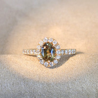 1.05 Ct. Alexandrite Natural Diamond Antique Style Ring, 14K Yellow Gold Image