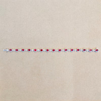6.75 Ct.Tw. Ruby Natural Diamond Halo Bracelet, 18K White Gold Image