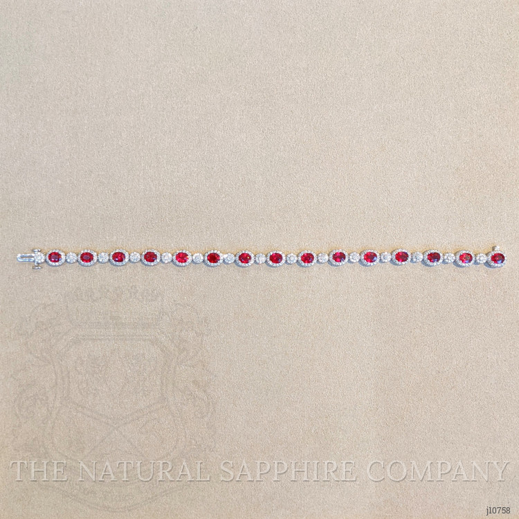 6.75 Ct.Tw. Ruby Natural Diamond Halo Bracelet, 18K White Gold