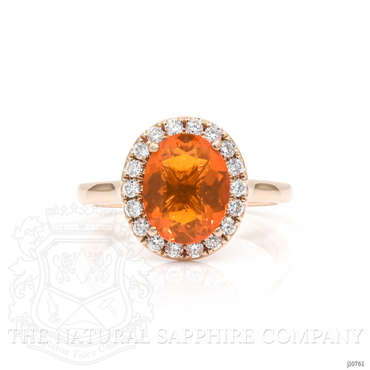 1.30 Ct. Orange Opal and Natural Diamond Pave Ring, 14K Rose Gold