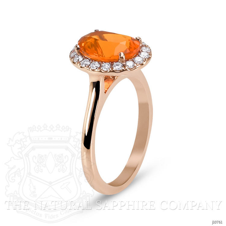 1.30 Ct. Orange Opal and Natural Diamond Pave Ring, 14K Rose Gold