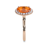 1.30 Ct. Orange Opal and Natural Diamond Pave Ring, 14K Rose Gold Image