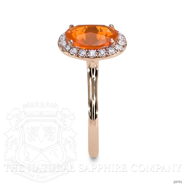 1.30 Ct. Orange Opal and Natural Diamond Pave Ring, 14K Rose Gold