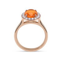1.30 Ct. Orange Opal and Natural Diamond Pave Ring, 14K Rose Gold Image