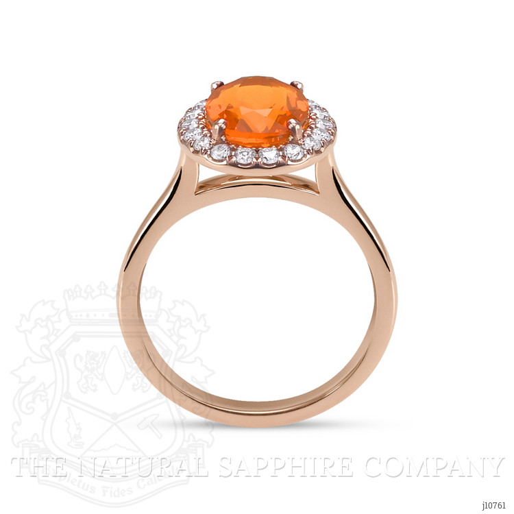 1.30 Ct. Orange Opal and Natural Diamond Pave Ring, 14K Rose Gold