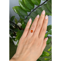1.30 Ct. Orange Opal and Natural Diamond Pave Ring, 14K Rose Gold Life Style