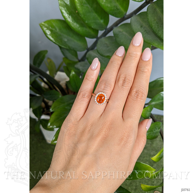 1.30 Ct. Orange Opal and Natural Diamond Pave Ring, 14K Rose Gold