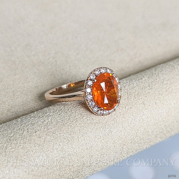 1.30 Ct. Orange Opal and Natural Diamond Pave Ring, 14K Rose Gold