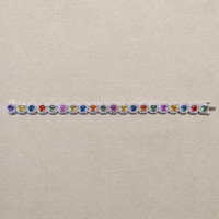 17.03 Ct.Tw. Multi Color Sapphire and Natural Diamond Halo Bracelet, 18K White Gold Image