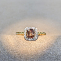 0.92 Ct. Alexandrite Natural Diamond Halo Ring, 14K Yellow Gold Image