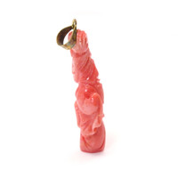 27.68 Ct. Salmon (Orange) Coral Antique Style Pendant, 14K Yellow Gold Image