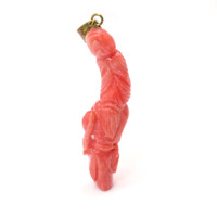 27.68 Ct. Salmon (Orange) Coral Antique Style Pendant, 14K Yellow Gold Image