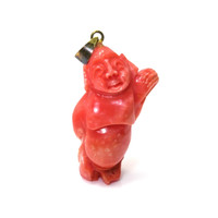 46.15 Ct. Salmon (Orangish Red) Coral Antique Style Pendant, 14K Yellow Gold Video