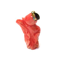 46.15 Ct. Salmon (Orangish Red) Coral Antique Style Pendant, 14K Yellow Gold Image