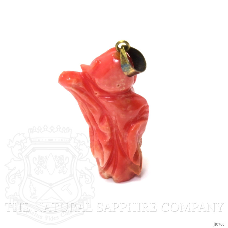 46.15 Ct. Salmon (Orangish Red) Coral Antique Style Pendant, 14K Yellow Gold