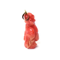 46.15 Ct. Salmon (Orangish Red) Coral Antique Style Pendant, 14K Yellow Gold Image