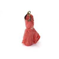 31.20 Ct. Salmon (Orangish Red) Coral Antique Style Pendant, 14K Yellow Gold Image