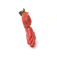 31.20 Ct. Salmon (Orangish Red) Coral Antique Style Pendant, 14K Yellow Gold Image