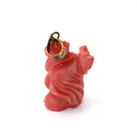 25.25 Ct. Salmon (Orangish Red) Coral Antique Style Pendant, 14K Yellow Gold Image