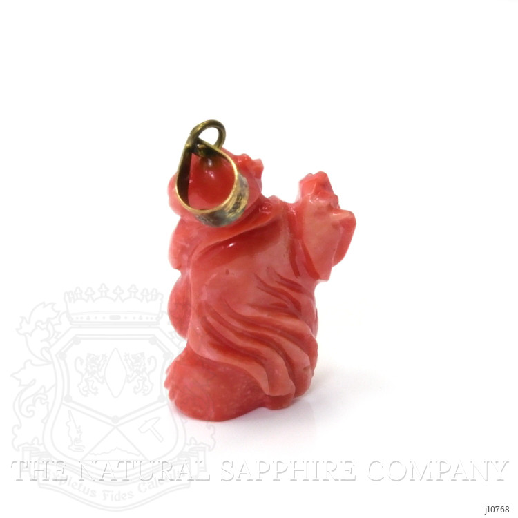 25.25 Ct. Salmon (Orangish Red) Coral Antique Style Pendant, 14K Yellow Gold
