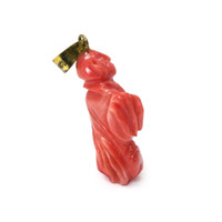 25.25 Ct. Salmon (Orangish Red) Coral Antique Style Pendant, 14K Yellow Gold Image