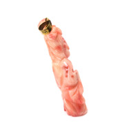 50.16 Ct. Salmon and White Coral Antique Style Pendant, 14K Yellow Gold Image