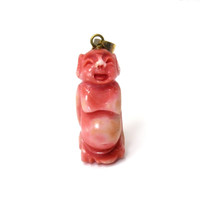 27.67 Ct. Salmon and White Coral Antique Style Pendant, 14K Yellow Gold Video