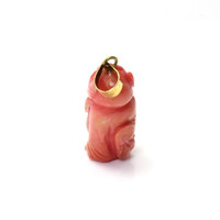 27.67 Ct. Salmon and White Coral Antique Style Pendant, 14K Yellow Gold Image