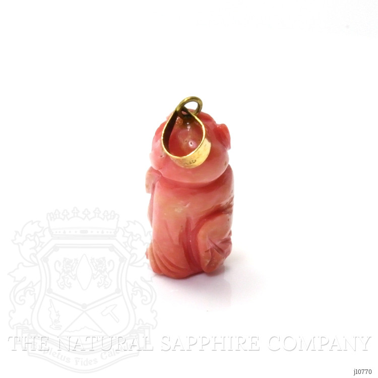 27.67 Ct. Salmon and White Coral Antique Style Pendant, 14K Yellow Gold