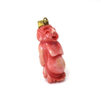 27.67 Ct. Salmon and White Coral Antique Style Pendant, 14K Yellow Gold Image
