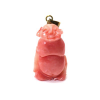 31.70 Ct. Salmon and White Coral Antique Style Pendant, 14K Yellow Gold Video